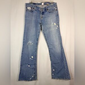 Vintage Lucky Brand Dream Jean Light Blue Paint-Splatter Flare Jeans